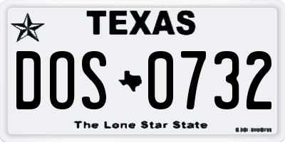 TX license plate DOS0732