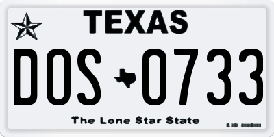 TX license plate DOS0733