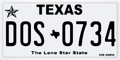 TX license plate DOS0734