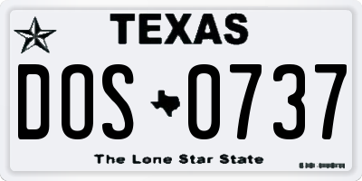 TX license plate DOS0737