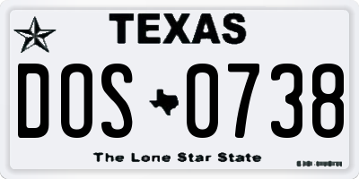 TX license plate DOS0738