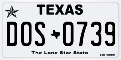 TX license plate DOS0739
