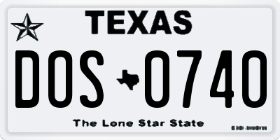 TX license plate DOS0740