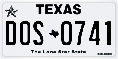 TX license plate DOS0741