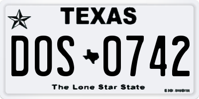 TX license plate DOS0742