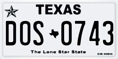 TX license plate DOS0743