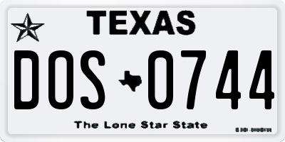 TX license plate DOS0744