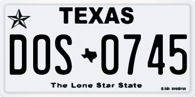 TX license plate DOS0745