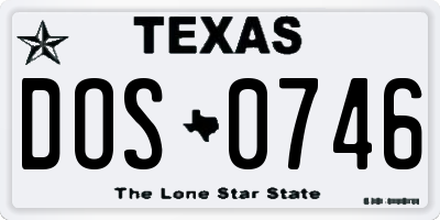 TX license plate DOS0746
