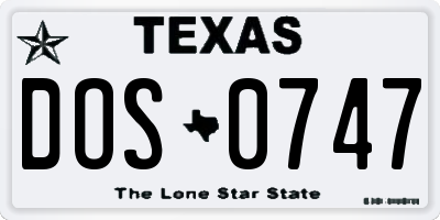 TX license plate DOS0747