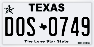 TX license plate DOS0749