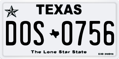 TX license plate DOS0756