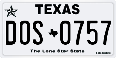 TX license plate DOS0757
