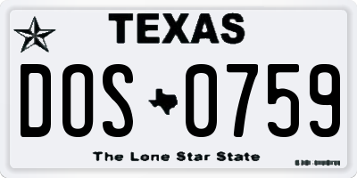 TX license plate DOS0759