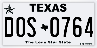 TX license plate DOS0764