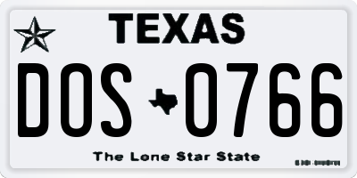 TX license plate DOS0766