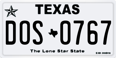 TX license plate DOS0767