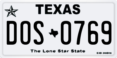 TX license plate DOS0769