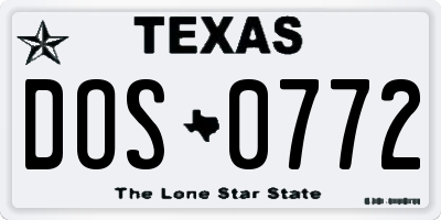 TX license plate DOS0772