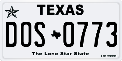 TX license plate DOS0773