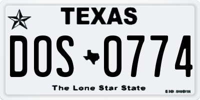TX license plate DOS0774