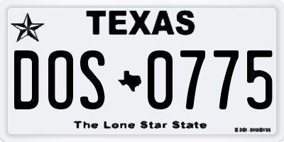 TX license plate DOS0775