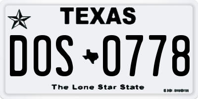 TX license plate DOS0778