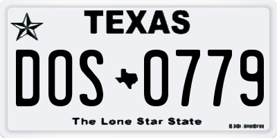 TX license plate DOS0779