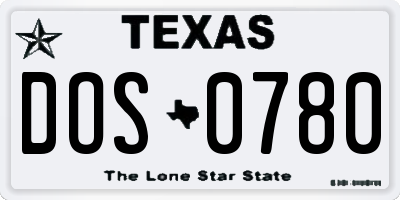 TX license plate DOS0780