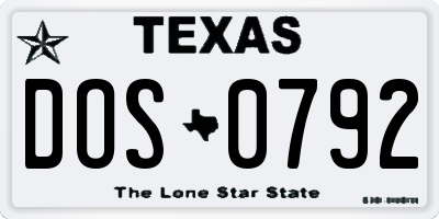 TX license plate DOS0792