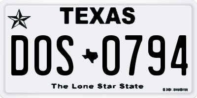 TX license plate DOS0794