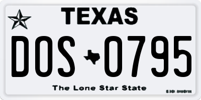 TX license plate DOS0795