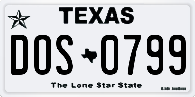 TX license plate DOS0799