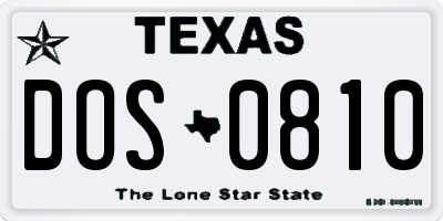 TX license plate DOS0810