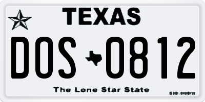 TX license plate DOS0812