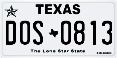 TX license plate DOS0813