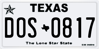 TX license plate DOS0817