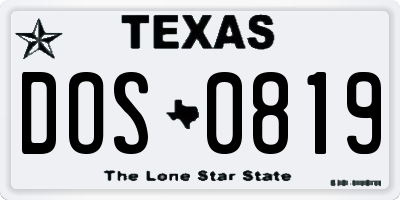 TX license plate DOS0819