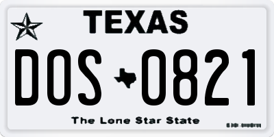 TX license plate DOS0821