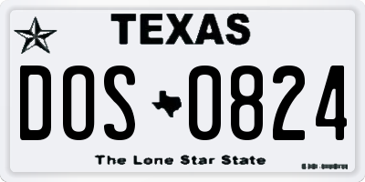 TX license plate DOS0824
