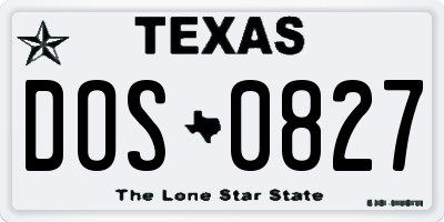 TX license plate DOS0827