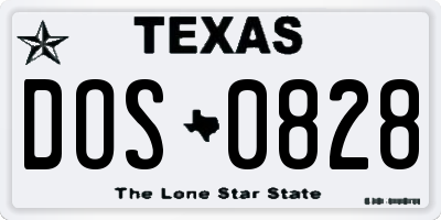 TX license plate DOS0828