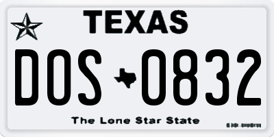 TX license plate DOS0832