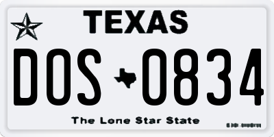 TX license plate DOS0834