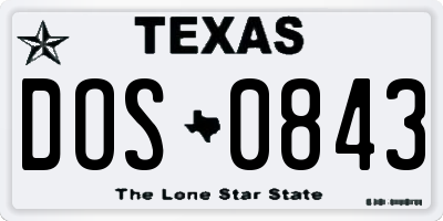 TX license plate DOS0843