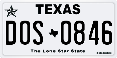 TX license plate DOS0846