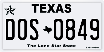 TX license plate DOS0849