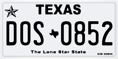 TX license plate DOS0852