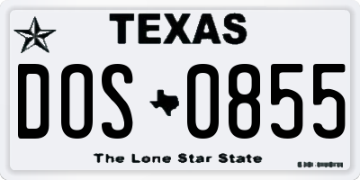 TX license plate DOS0855