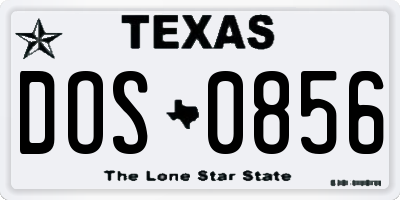 TX license plate DOS0856